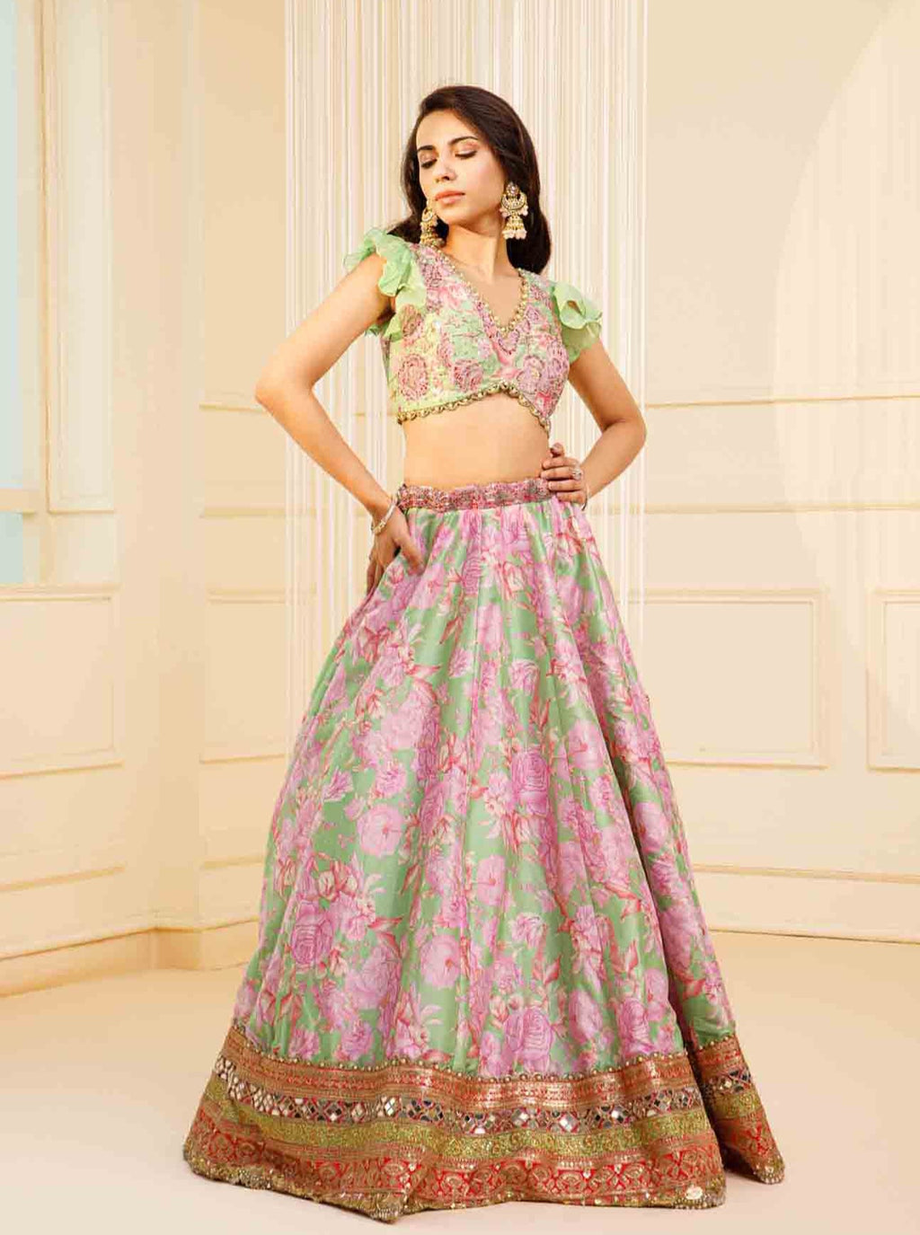 Pink Printed Lehenga Set – Kapda Dori