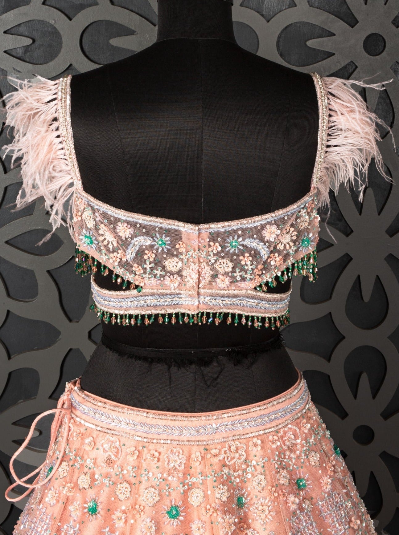 Peach Reception Lehenga Set