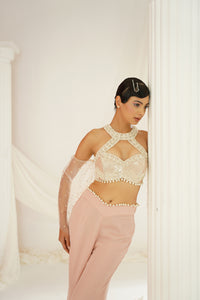 Blush pink embellished Blouse and pallazo set