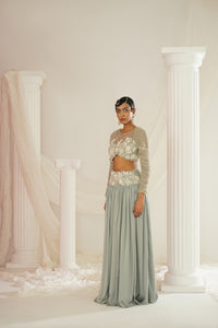 Sage green embroidered lehenga set