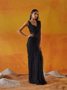 Black Drape Saree