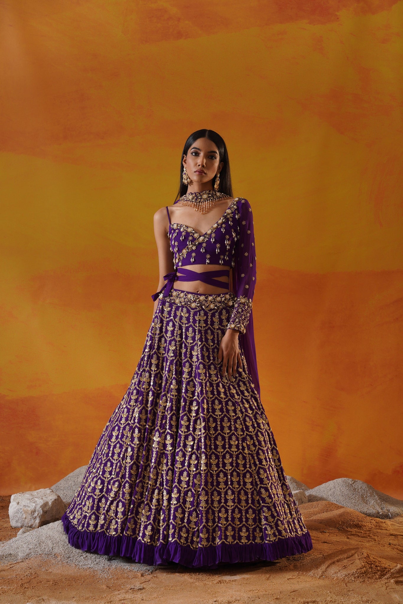 Purple Lehenga Choli Set Kapda Dori Purple Lehenga Choli Set Kapda Dori