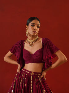 Burgundy lehenga choli set