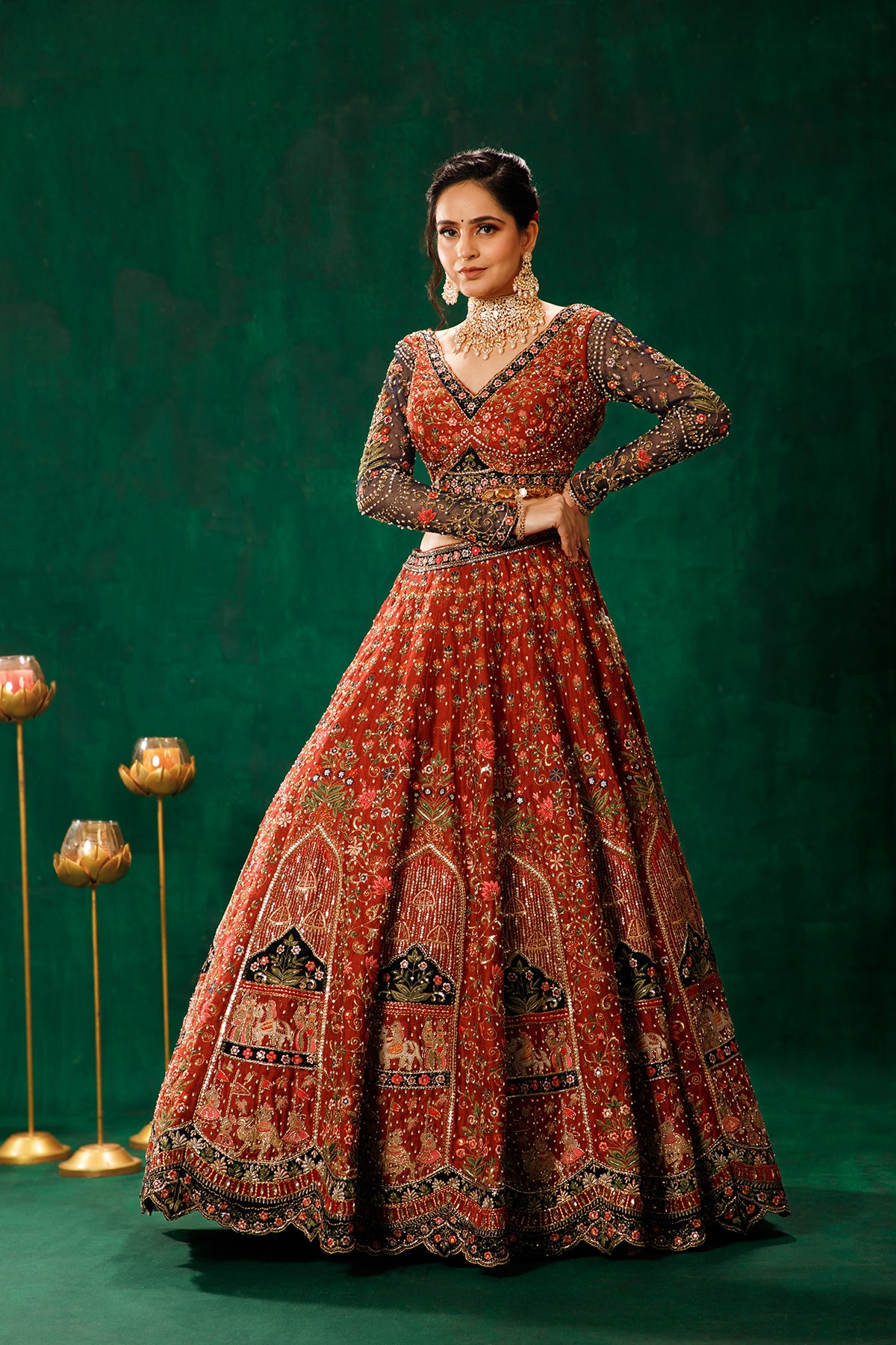 Rust Lehenga Choli Set – Kapda Dori