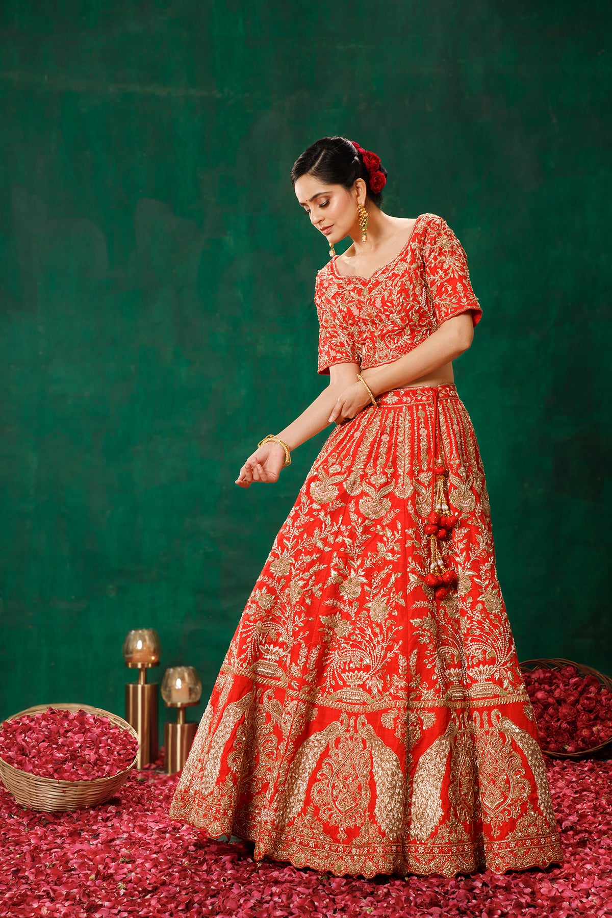 Blood Red Lehenga Choli Set