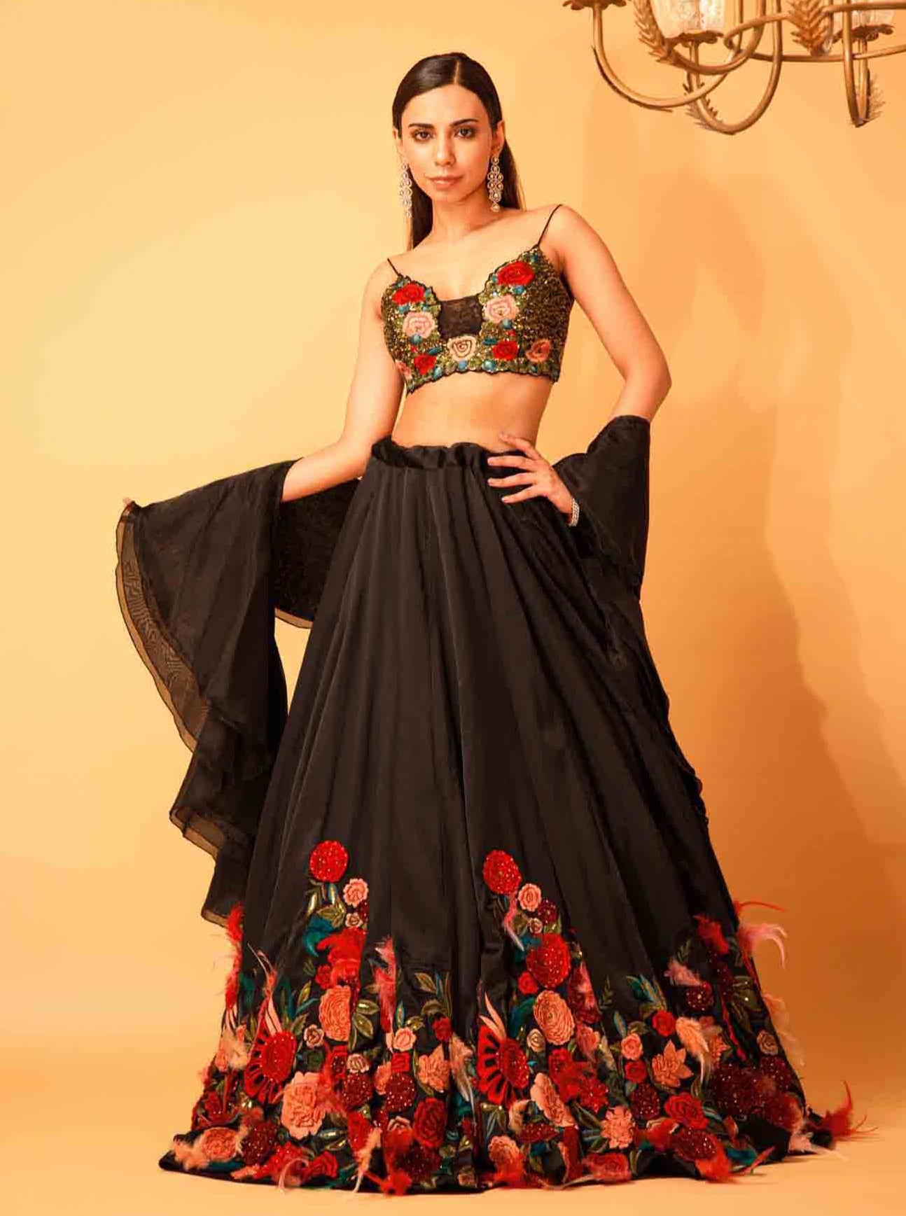 Indian festivals and traditional functions are ruled red. Black-Red  combination is the new entrant in the list of festive colours. Here we have  put together a vibrant black and Red Leheriya Festive