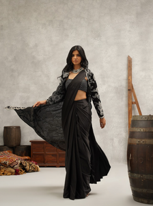 Black Jacket Saree