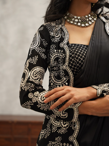 Black Jacket Saree