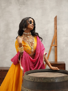 Mustard Embroidered Lehenga Choli Set