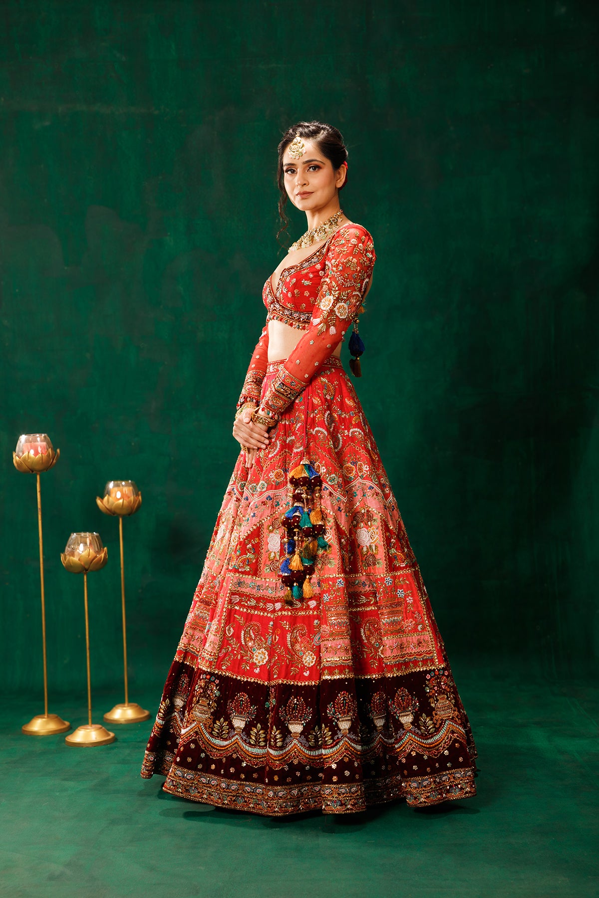 Blood Red Lehenga Choli Set