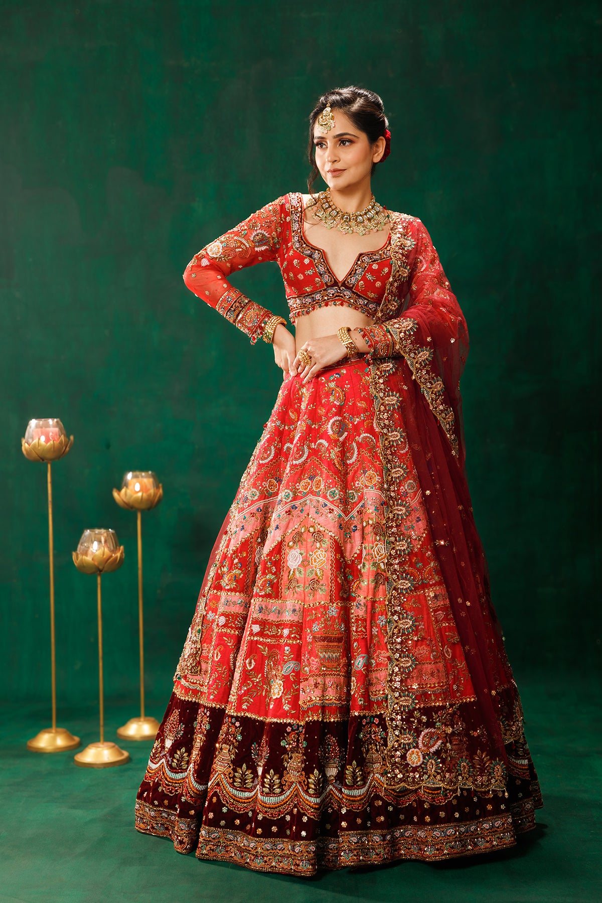 Blood Red Lehenga Choli Set