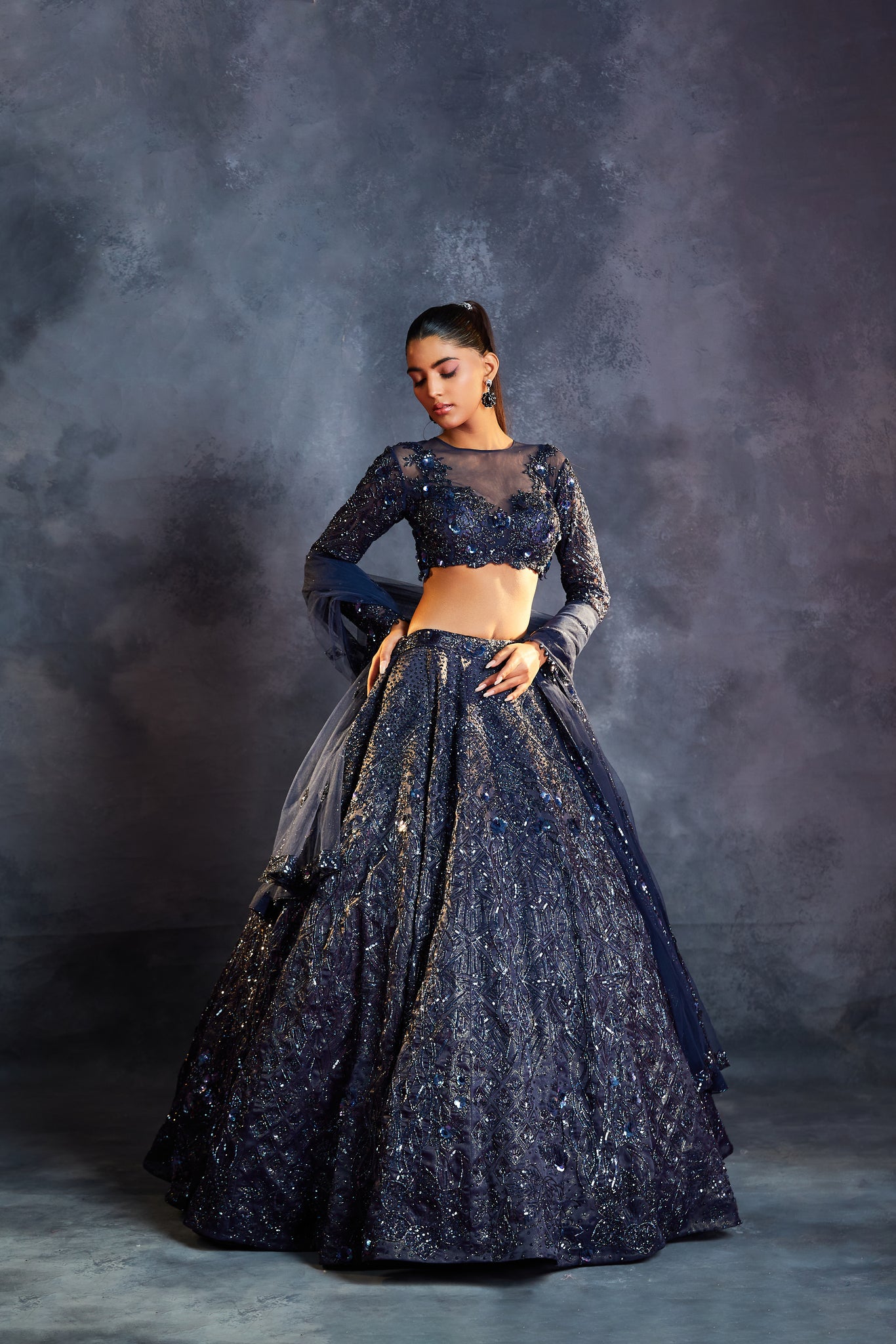 Kapda Dori _Lehenga_Blue