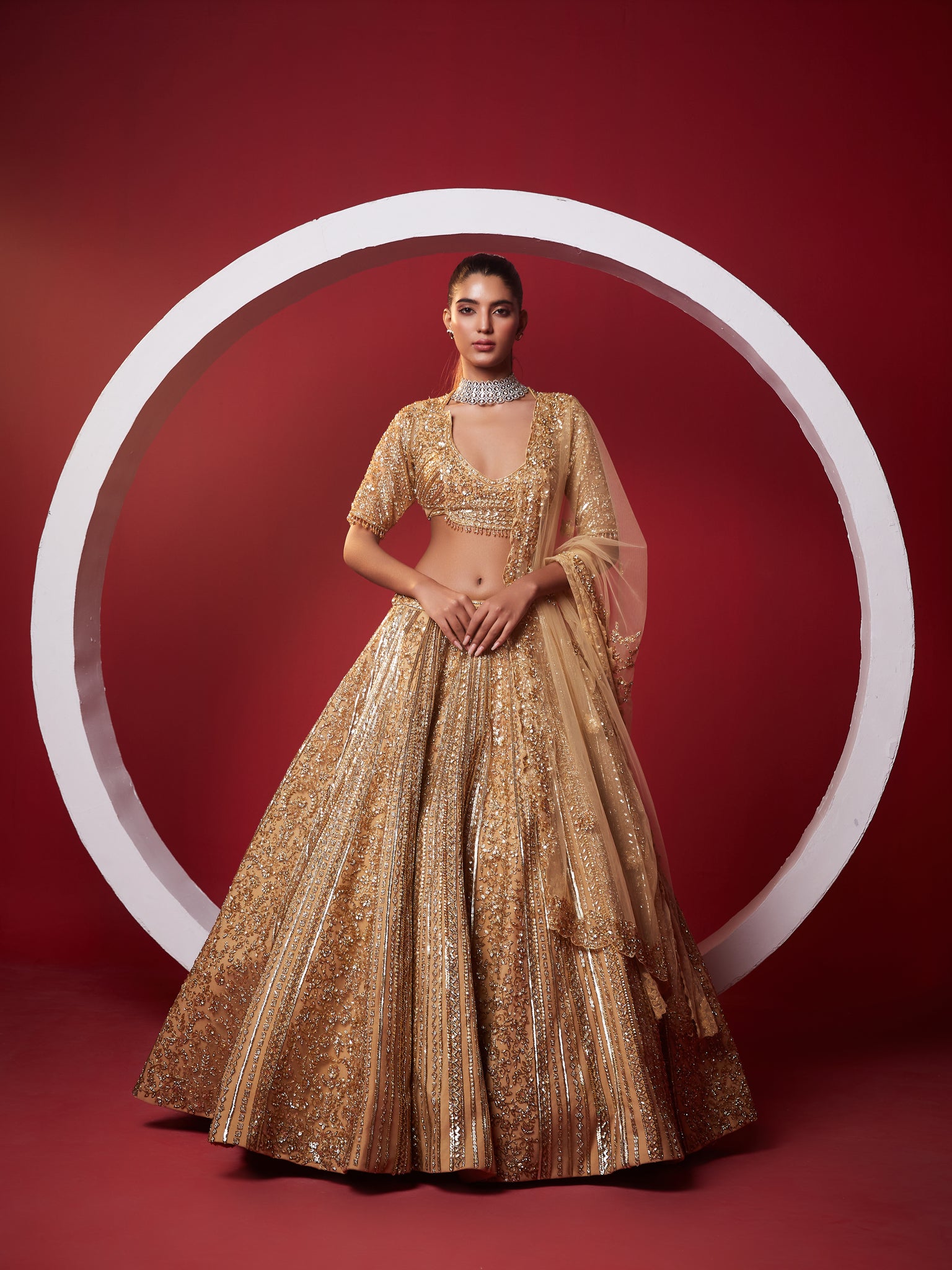 Kapda Dori _Lehenga_Beige