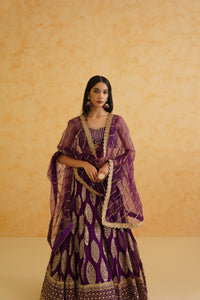 Purple georgette lehenga, Blouse and dupatta Set