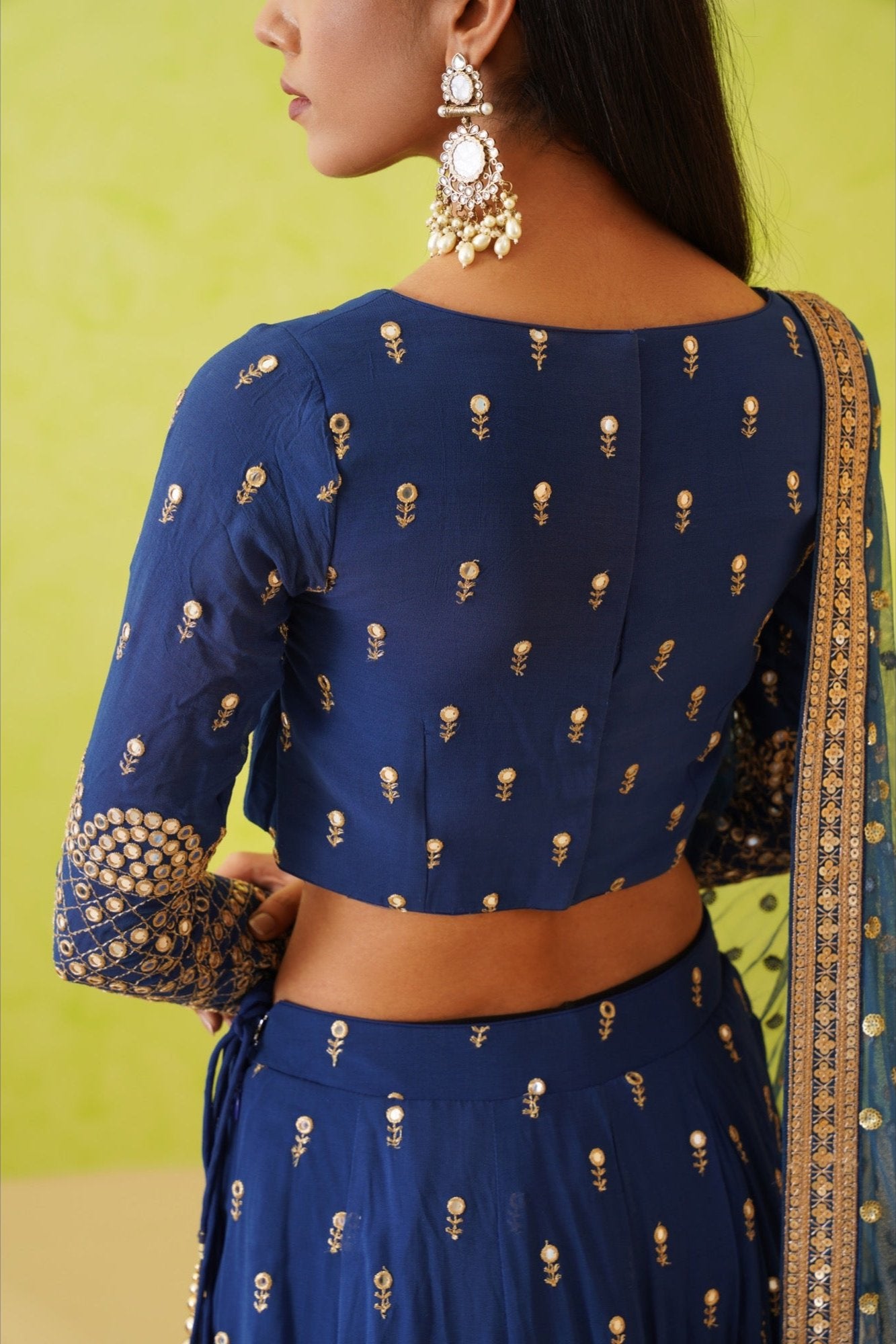 Blue georgette lehenga, Blouse and dupatta Set