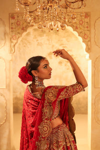 Maroon embroidered lehenga set