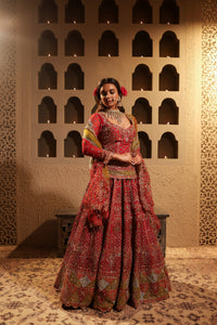 Maroon embroidered lehenga set