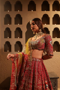 Maroon embroidered lehenga set