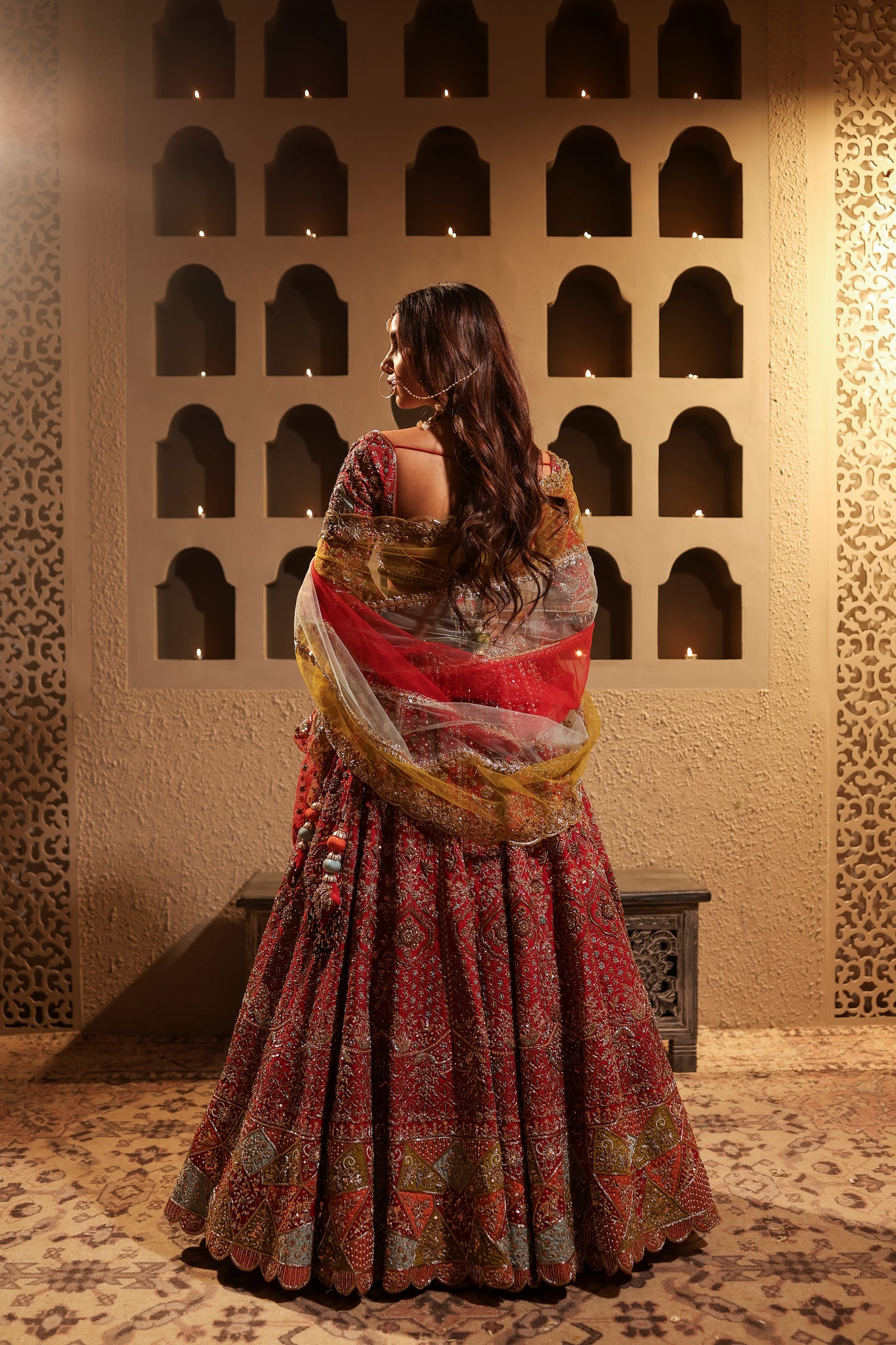 Maroon embroidered lehenga set