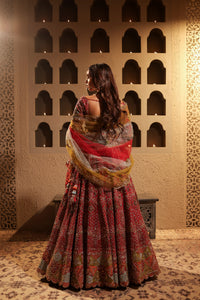 Maroon embroidered lehenga set