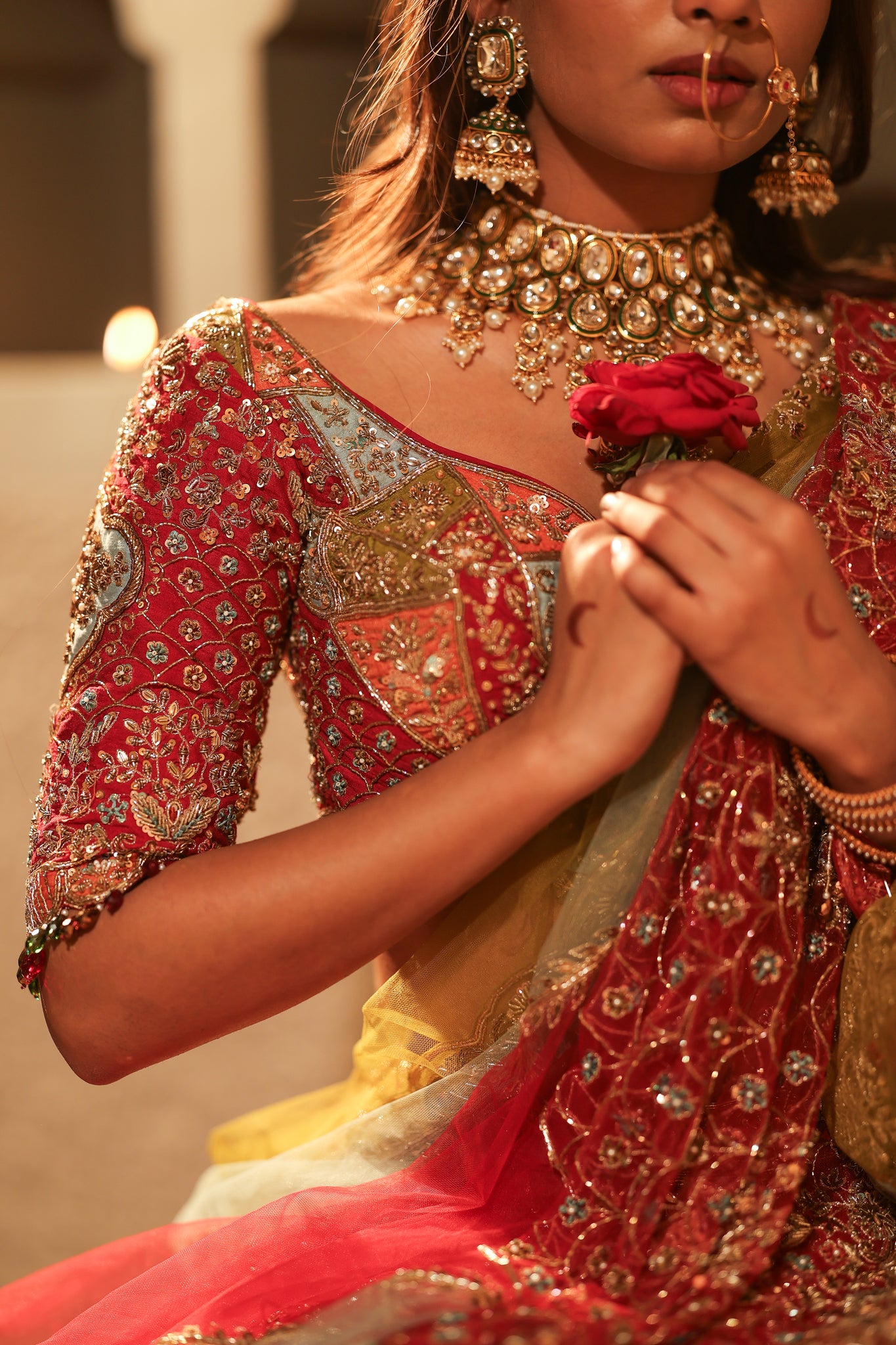 Maroon embroidered lehenga set