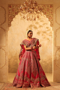 Fuchsia embroidered lehenga set